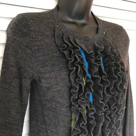 🩶 Paul Smith Black Label ruffle front wool cardigan - Picture 2 of 12